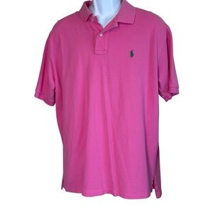 Polo Ralph Lauren Men’s Short Sleeve Polo Shirt‎ XXL Pink Classic Fit Green Pony